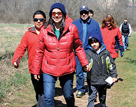 family of hikers in Grant Park