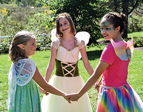 3 girls in fairy costumes at Fairy & Gnome Home Festival