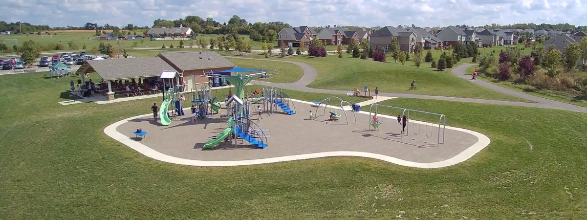 Robert F. Mays Park playground and shelter aerial view