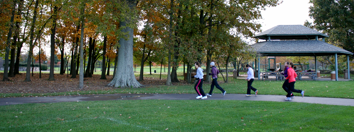 Schoolhouse Park shelter and paved path