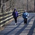 two women trail trekking on Iron Horse Trail