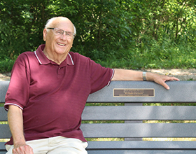 Former CWPD commissioner Harvey Smith on bench in Grant Park