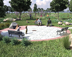 Rendering of Centerville Rotary Memorial Plaza at Grant Park