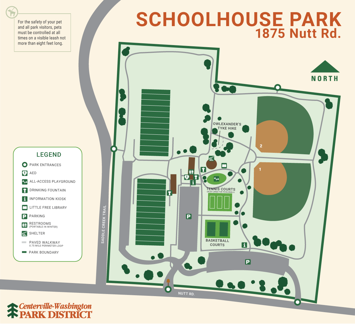 illustrated map of Schoolhouse Park