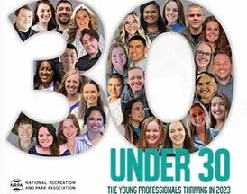 the number 30 filled with 30 faces of young professionals