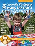 cover of the summer 2023 issue of News & Events. Young boy with paint covered hands outstretched, sitting at a picnic table with a finger painting project in front of him.